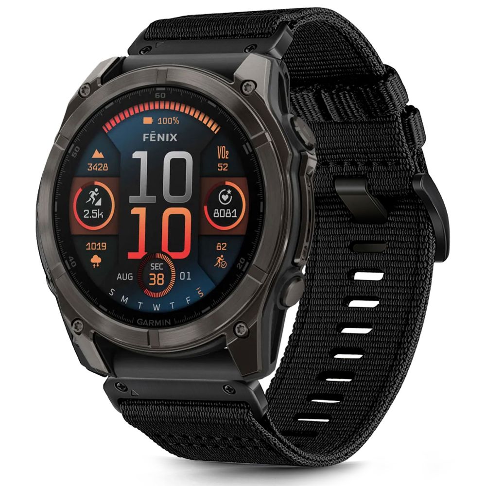 Tech-Protect nailoninis dirželis, skirtas Garmin Fenix ​​5X / 5X PLUS / 6X / 6X PRO / 7X / 8 (51 mm) – juodas -- Watch Straps