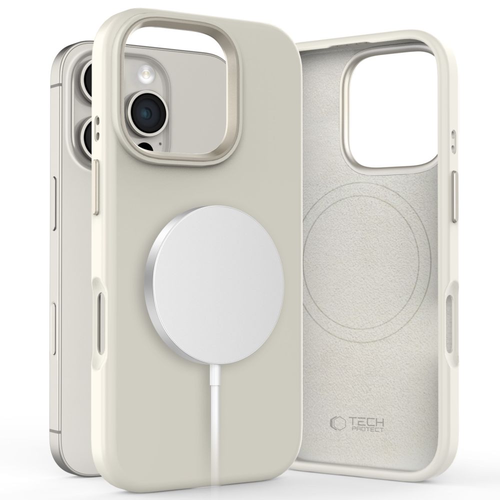 Tech-Protect silikoninis MagSafe dėklas iPhone 16 Pro – smėlinis -- iPhone 16 Pro