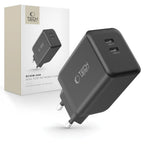 Tech-Protect NC45W-GAN 2-PORT PD45W sieninis įkroviklis - juodas -- Cell phone chargers