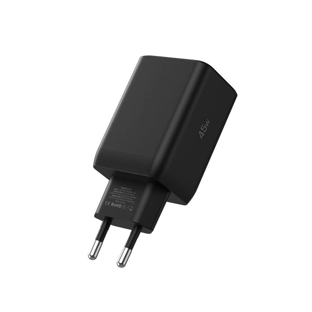Tech-Protect NC45W-GAN 2-PORT PD45W sieninis įkroviklis - juodas -- Cell phone chargers