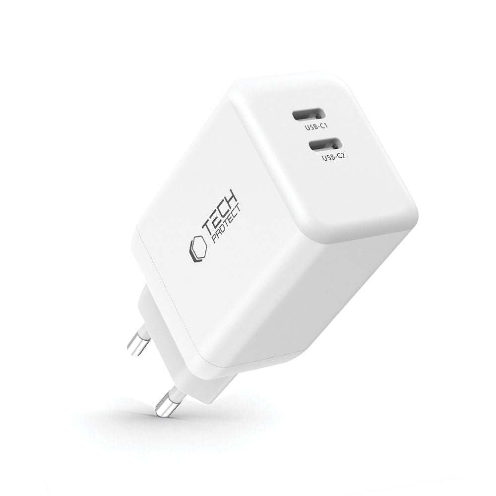 Tech-Protect NC45W-GAN 2-PORT PD45W įkroviklis - baltas -- Cell phone chargers