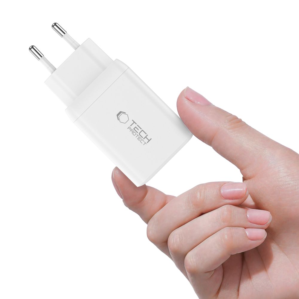 Tech-Protect NC45W-GAN 2-PORT PD45W įkroviklis - baltas -- Cell phone chargers
