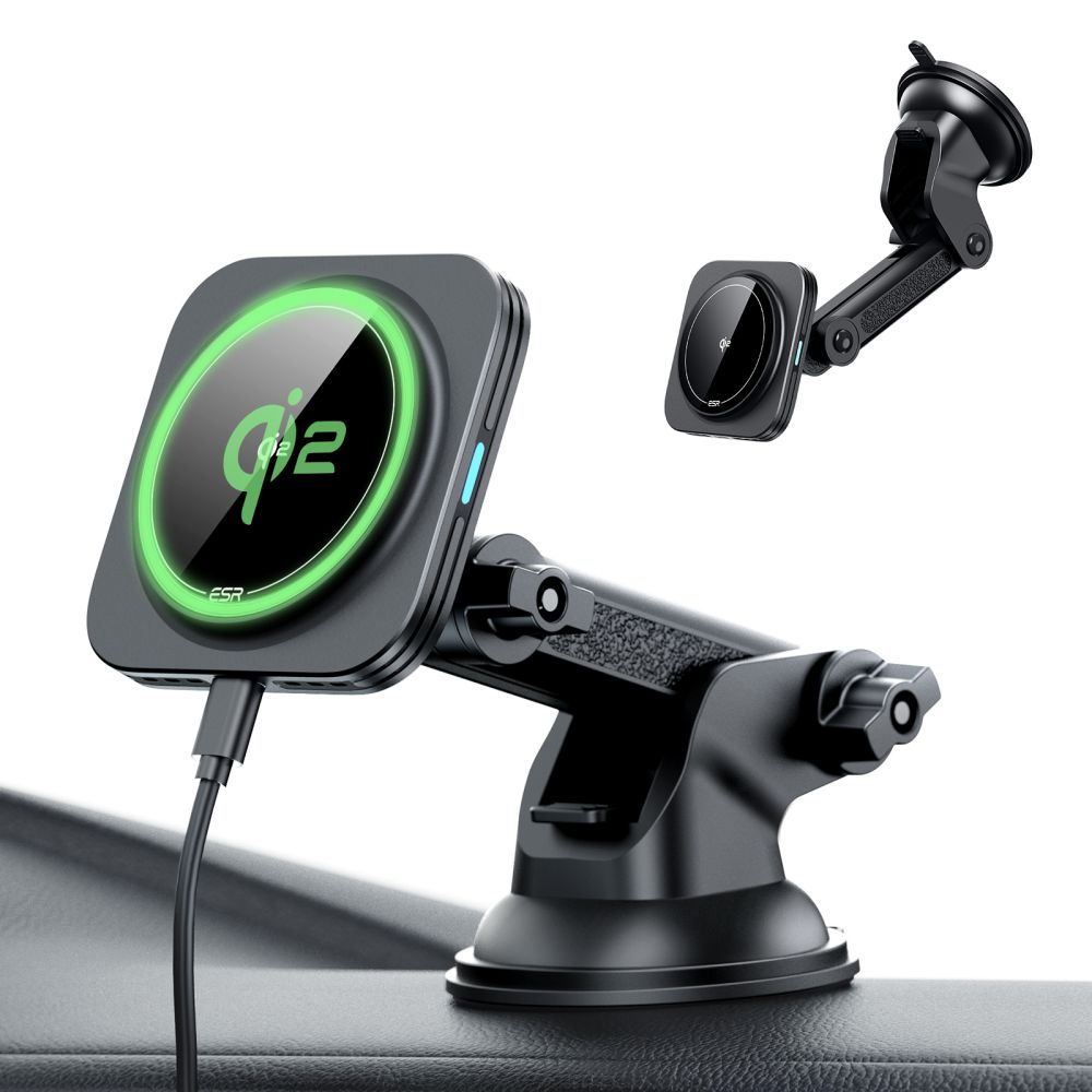 ESR Halolock magnetinis MagSafe QI2 15W automobilinis laikiklis - juodas -- Cell phone holders
