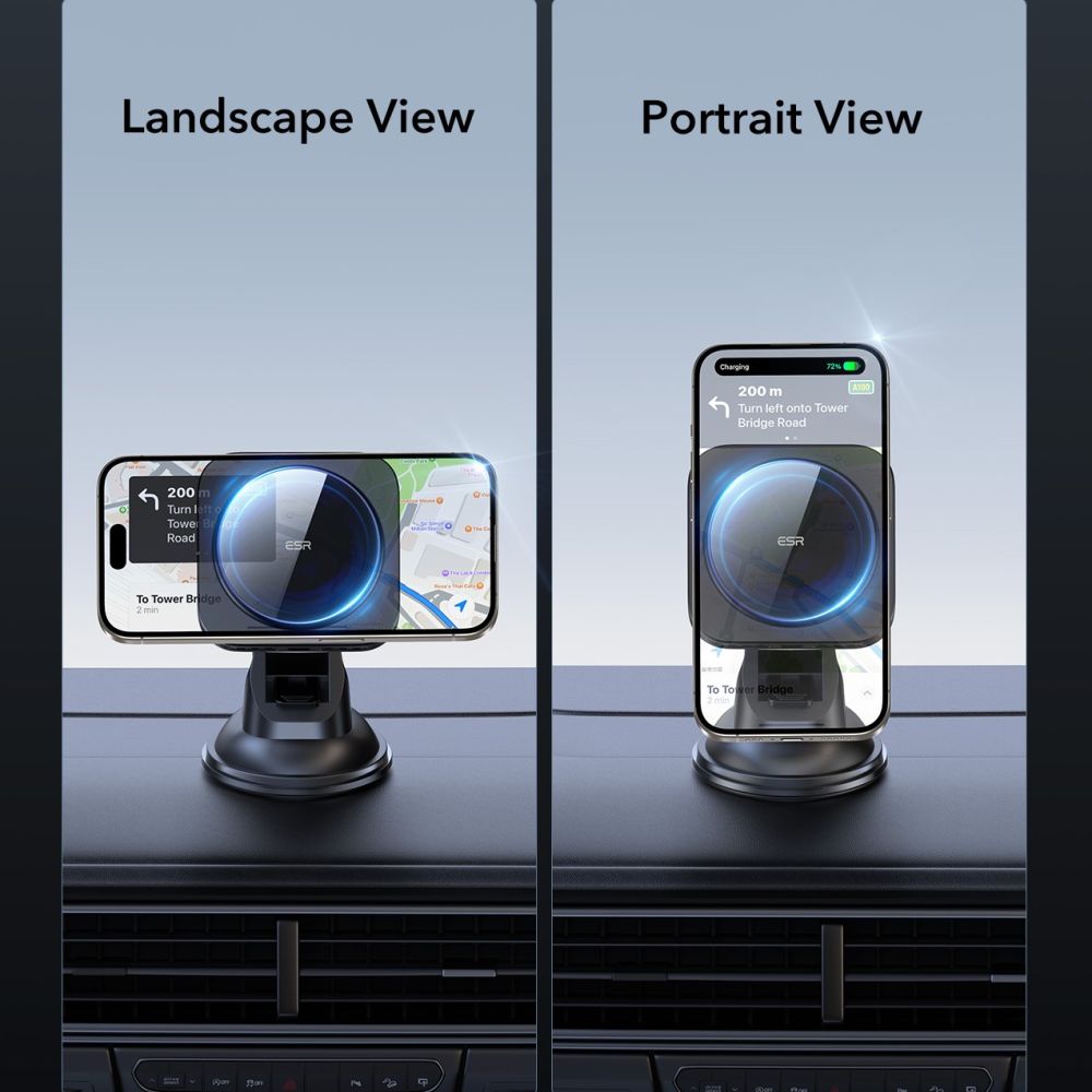 ESR Halolock magnetinis MagSafe QI2 15W automobilinis laikiklis - juodas -- Cell phone holders