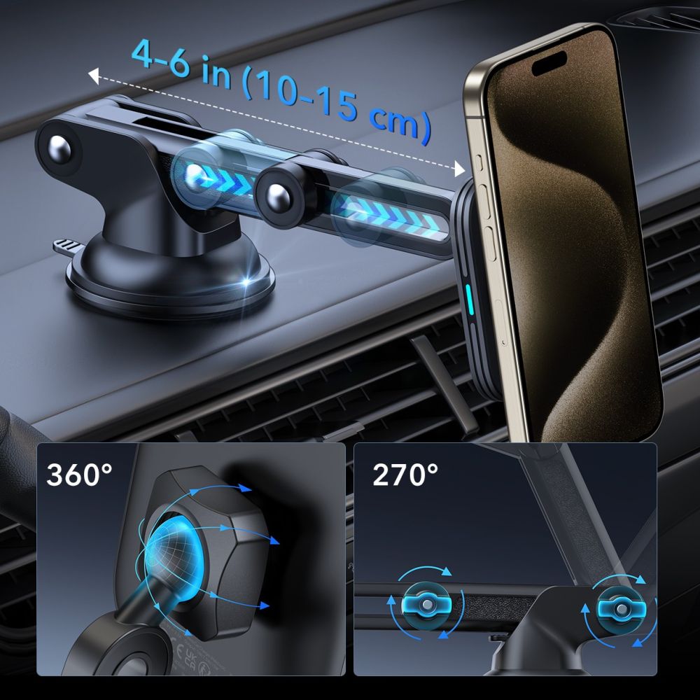 ESR Halolock magnetinis MagSafe QI2 15W automobilinis laikiklis - juodas -- Cell phone holders