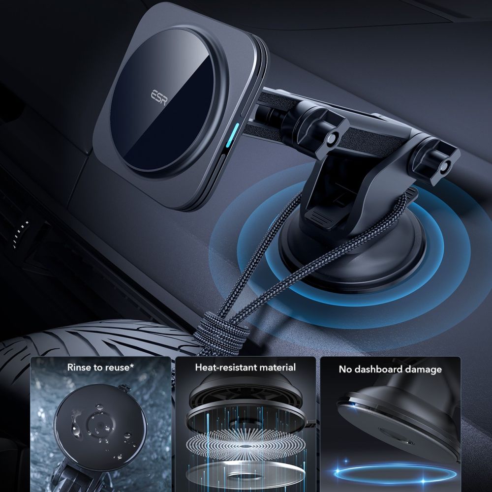 ESR Halolock magnetinis MagSafe QI2 15W automobilinis laikiklis - juodas -- Cell phone holders