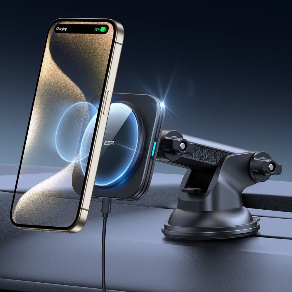 ESR Halolock magnetinis MagSafe QI2 15W automobilinis laikiklis - juodas -- Cell phone holders