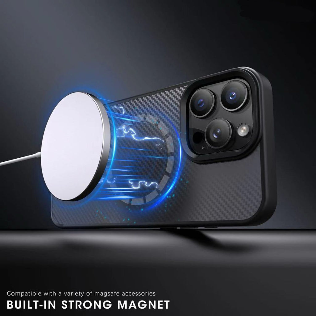 Wozinsky anglies pluošto MagSafe dėklas Galaxy S25+ – juodas