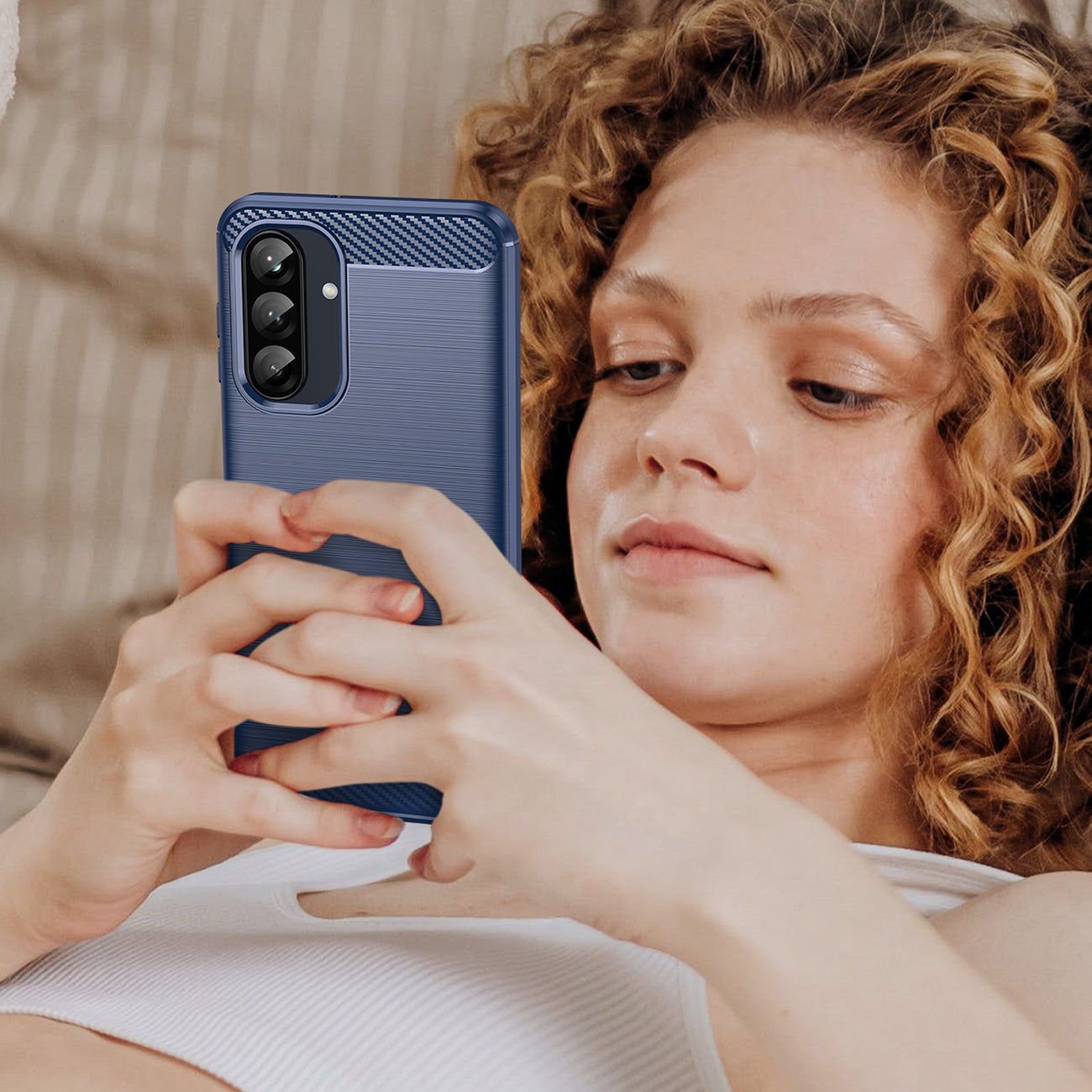 Carbon Case TPU dėklas Samsung Galaxy A26 – mėlynas