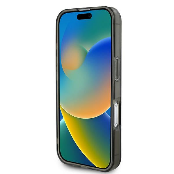 Guess MagSafe dėklas iPhone 16 – juodas, IML Glitter Circle