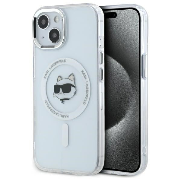 Karl Lagerfeld MagSafe dėklas iPhone 15 Plus – baltas