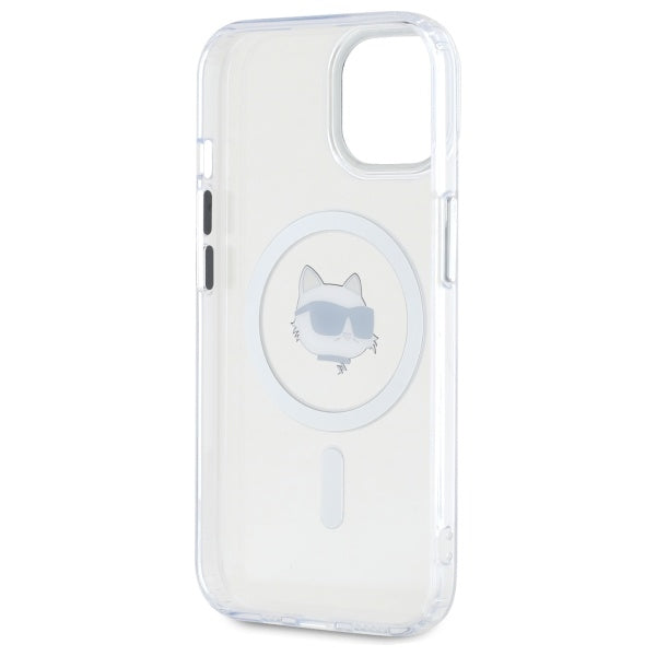 Karl Lagerfeld MagSafe dėklas iPhone 15 Plus – baltas