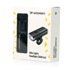 Wozinsky priekinė dviračio lempa + USB-C kabelis (3000 lm) - juoda -- Bicycle Lights