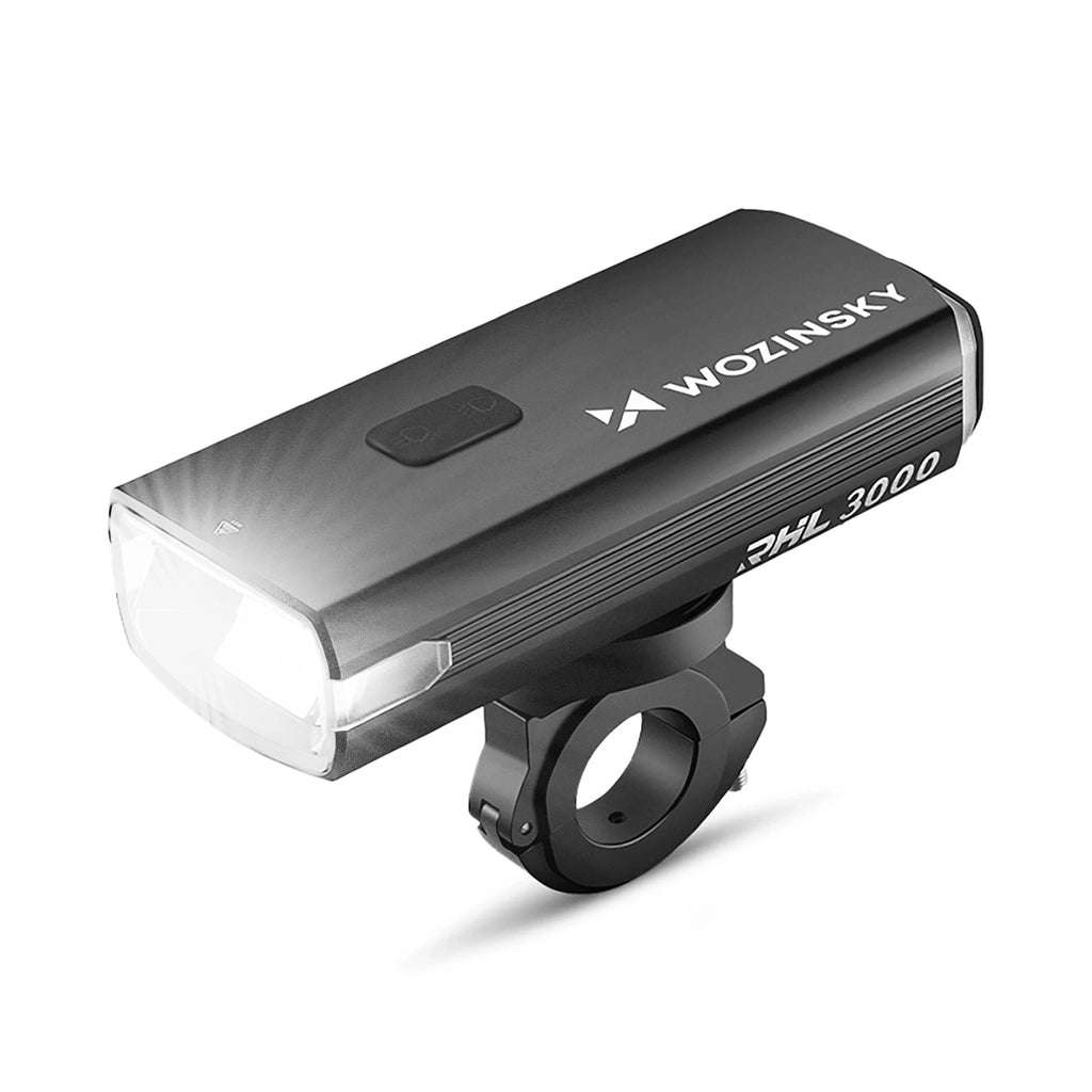 Wozinsky priekinė dviračio lempa + USB-C kabelis (3000 lm) - juoda -- Bicycle Lights