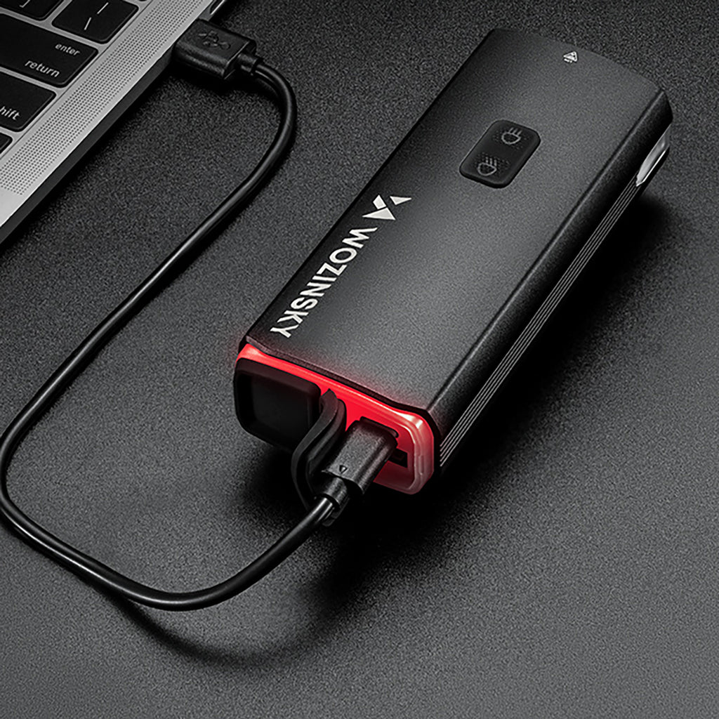 Wozinsky priekinė dviračio lempa + USB-C kabelis (3000 lm) - juoda -- Bicycle Lights
