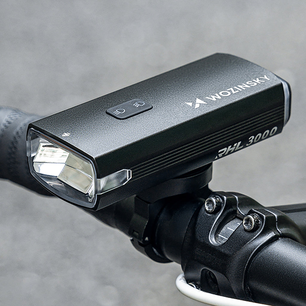 Wozinsky priekinė dviračio lempa + USB-C kabelis (3000 lm) - juoda -- Bicycle Lights