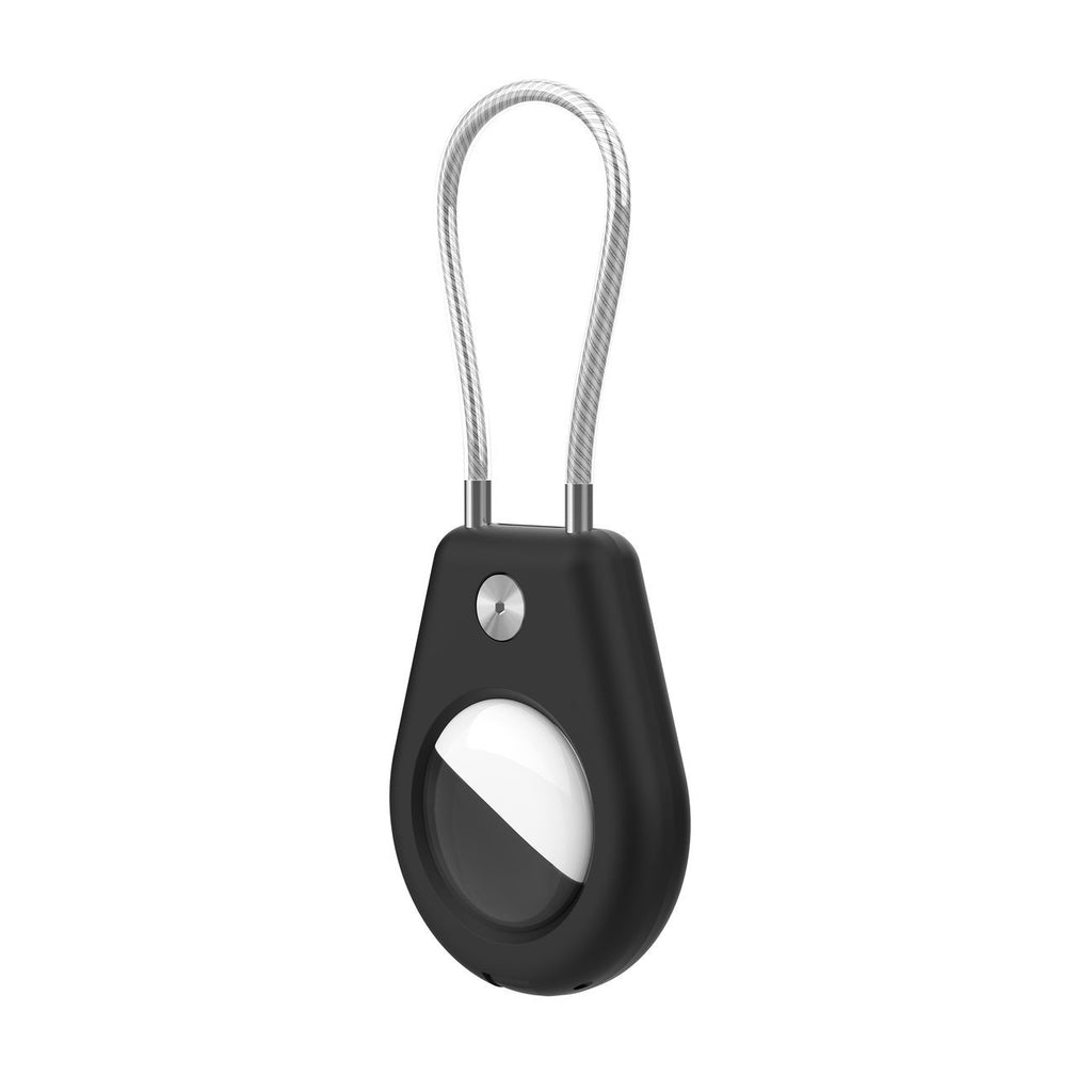 Apple AirTag dėklas su plieniniu kabeliu – juoda + balta (2 vnt.)