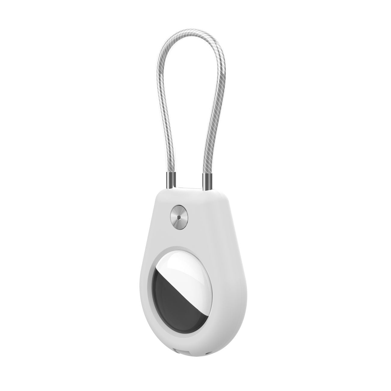 Apple AirTag dėklas su plieniniu kabeliu – juoda + balta (2 vnt.)