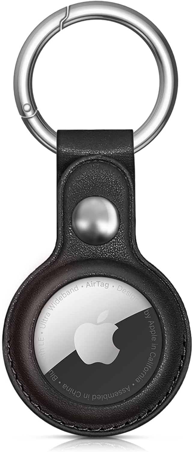 Apple AirTag PU odinis dėklas - juodas, rudas, raudonas, mėlynas - 4 vnt