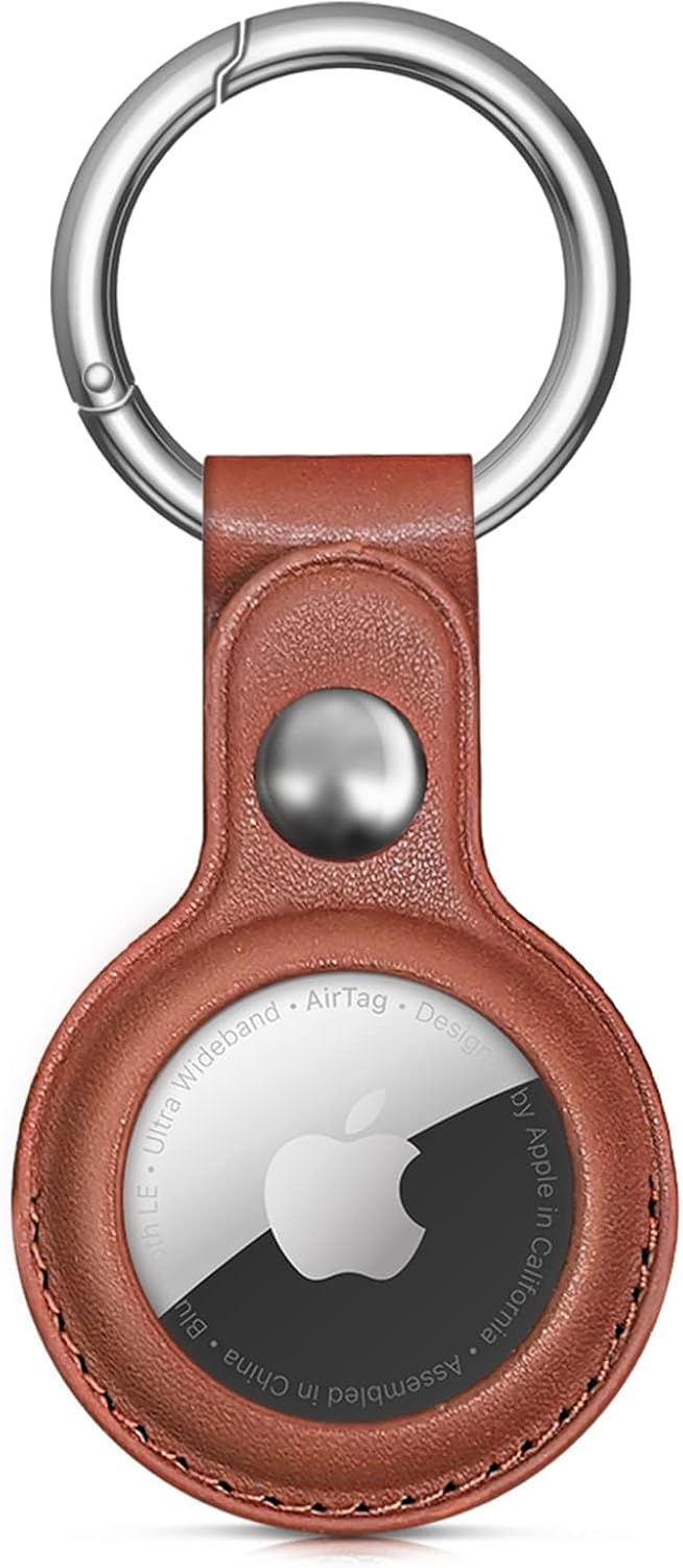 Apple AirTag PU odinis dėklas - juodas, rudas, raudonas, mėlynas - 4 vnt