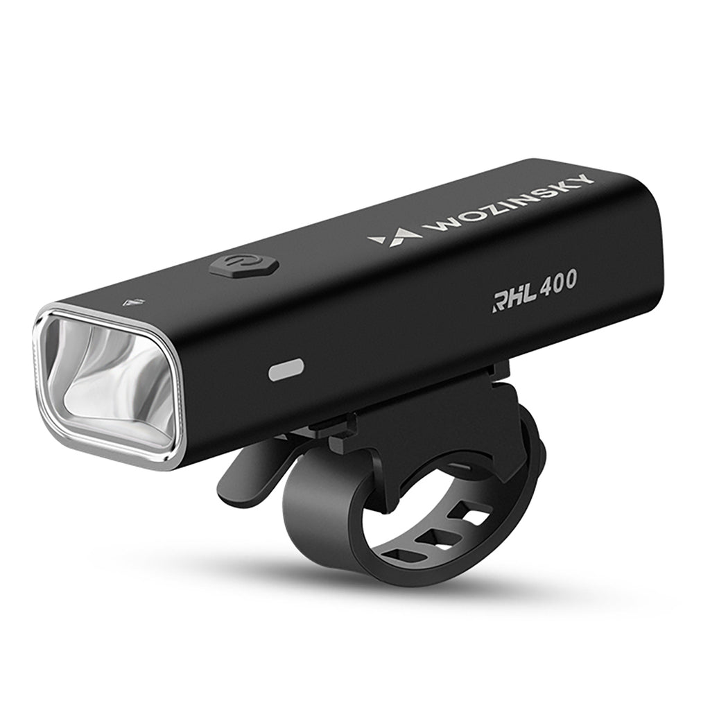 Wozinsky WSBLB2 priekinė (400 lm) ir galinė USB-C dviračio lempos rinkinys - juodas -- Bicycle Lights