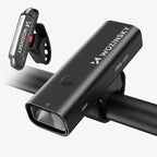 Wozinsky WSBLB2 priekinė (400 lm) ir galinė USB-C dviračio lempos rinkinys - juodas -- Bicycle Lights
