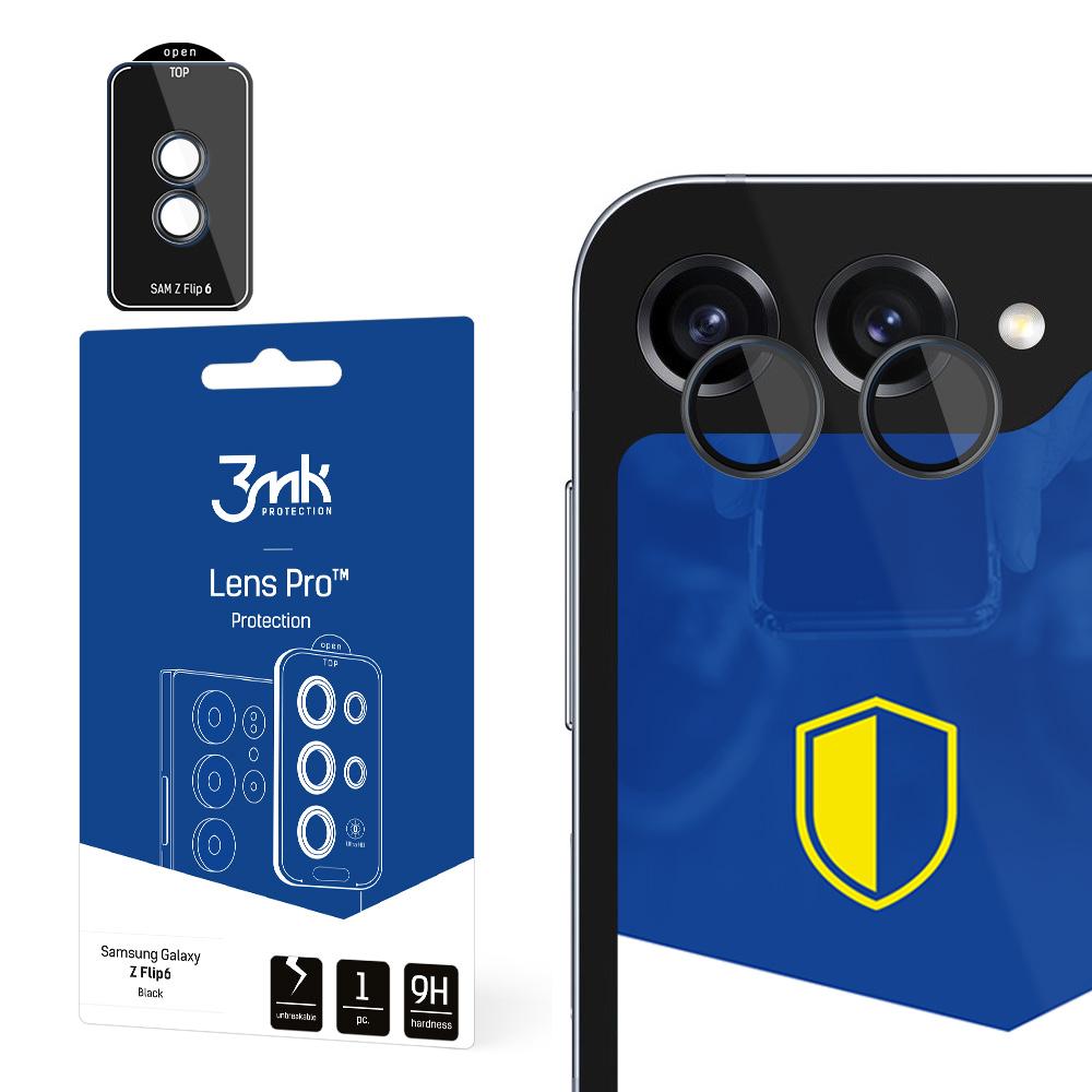 Grūdintas stiklas fotoaparato objektyvui 3mk Lens Protection Pro Black, skirtas Samsung Galaxy Z Flip 6