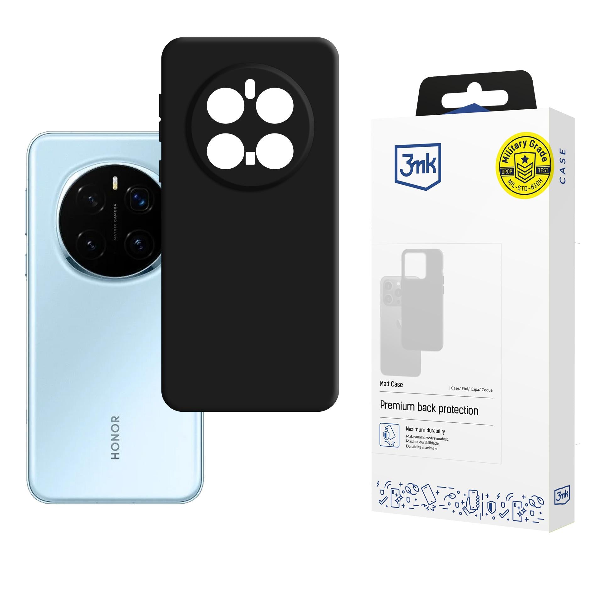 3mk matinis dėklas, skirtas Honor Magic 7 Pro – juodas -- Honor Magic 7 Pro