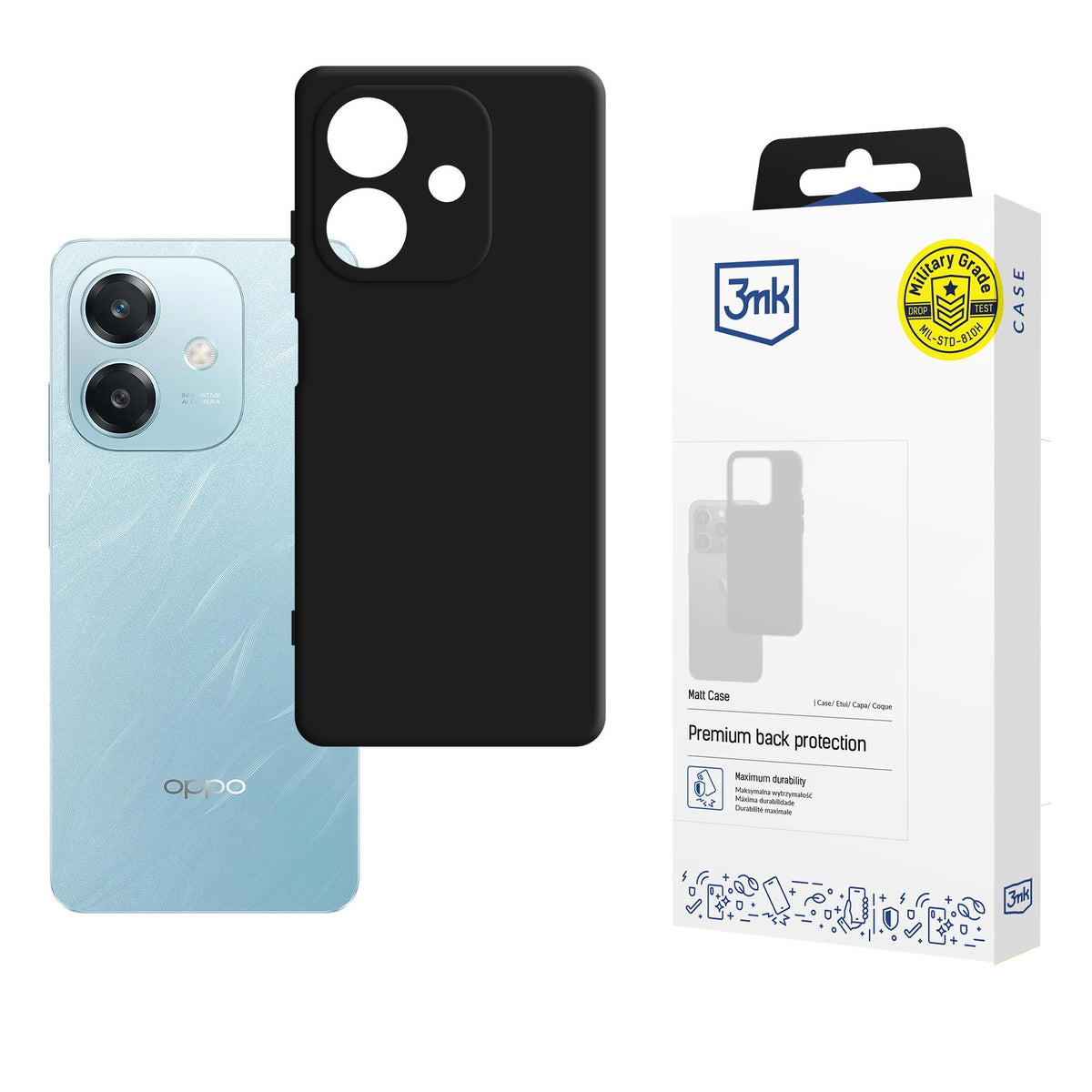 3mk Matinis dėklas, skirtas Oppo A60 5G – matinė juoda -- Oppo A60 5G