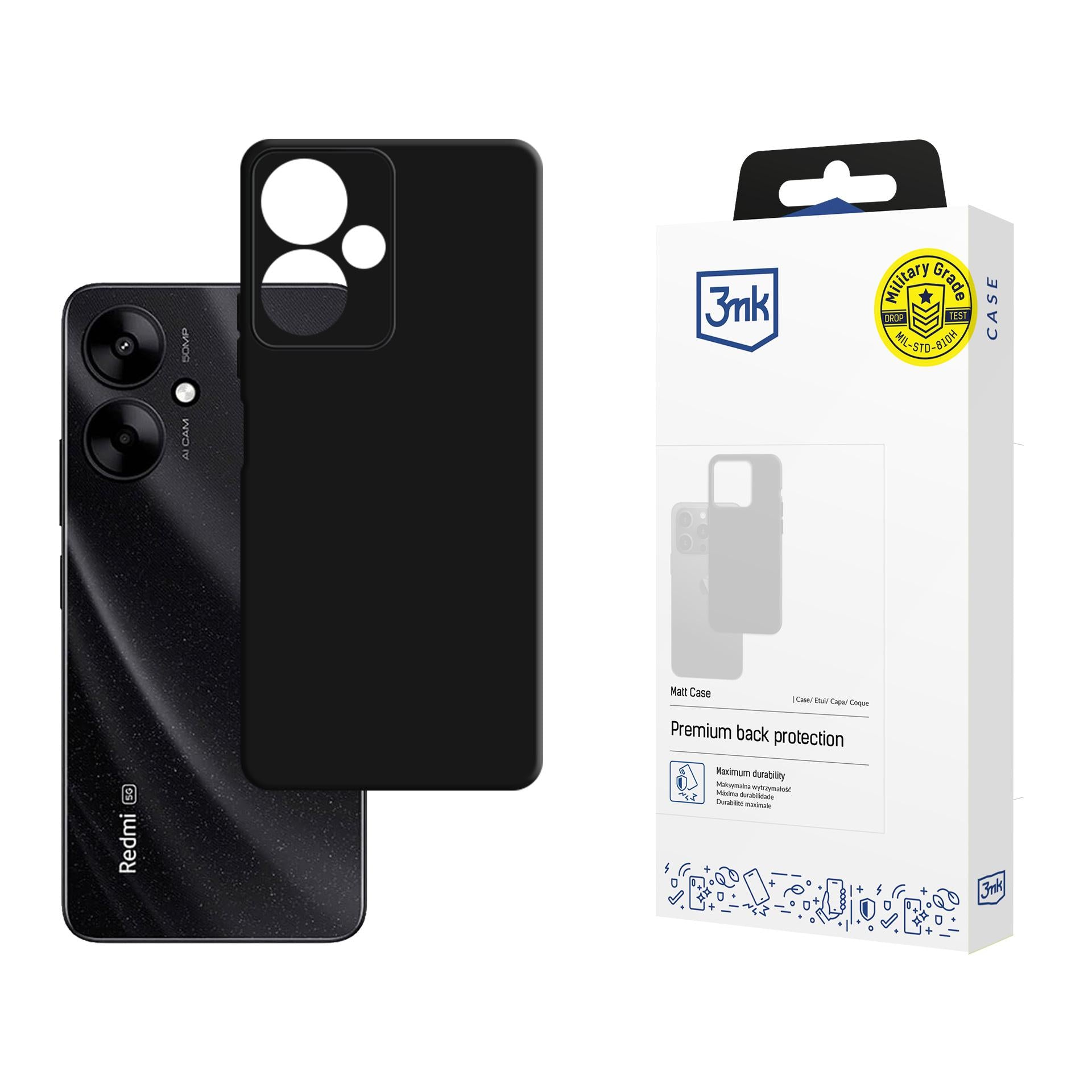 3mk Matt dėžė skirta Xiaomi Redmi 13C 5G - juoda -- Xiaomi Redmi 13C