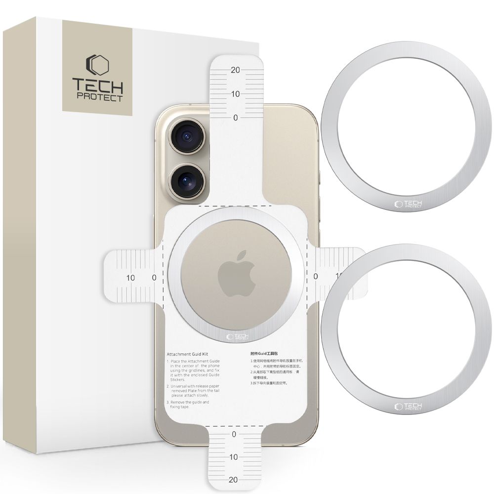 Tech-Protect 2in1 MagSafe žiedas MMP-110 - sidabrinis / sidabrinis -- Cell phone holders