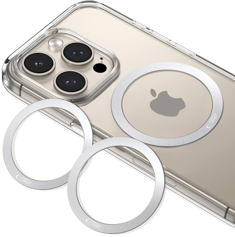 Tech-Protect 2in1 MagSafe žiedas MMP-110 - sidabrinis / sidabrinis -- Cell phone holders