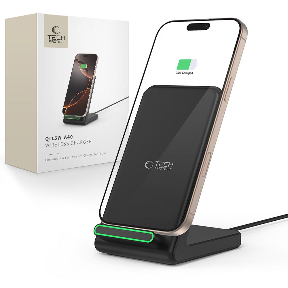 Tech-Protect QI15W-A40 belaidis įkroviklis - juodas -- Cell phone chargers