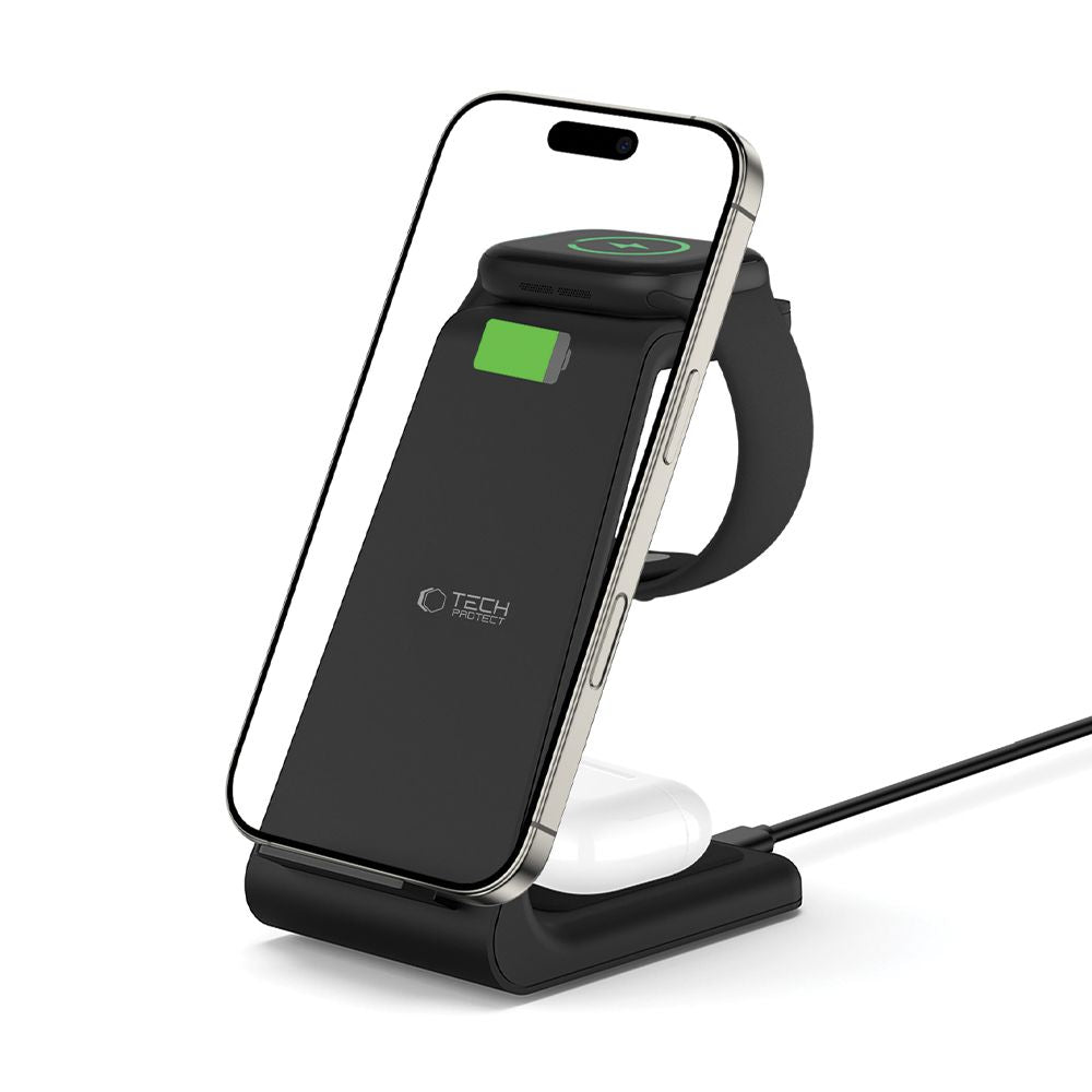 Tech-Protect QI15W-A36 3in1 įkrovimo stotelė skirta Apple - juodas -- Cell phone chargers