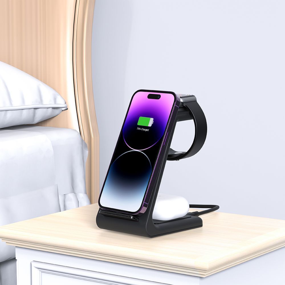 Tech-Protect QI15W-A36 3in1 įkrovimo stotelė skirta Apple - juodas -- Cell phone chargers