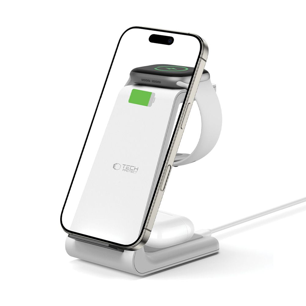 Tech-Protect QI15W-A36 3in1 įkrovimo stotelė skirta Apple - baltas -- Cell phone chargers