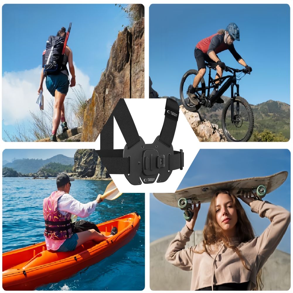 Tech-Protect GA100 krūtinės tvirtiklis GoPro / DJI - Juodas -- Cycling Accessories
