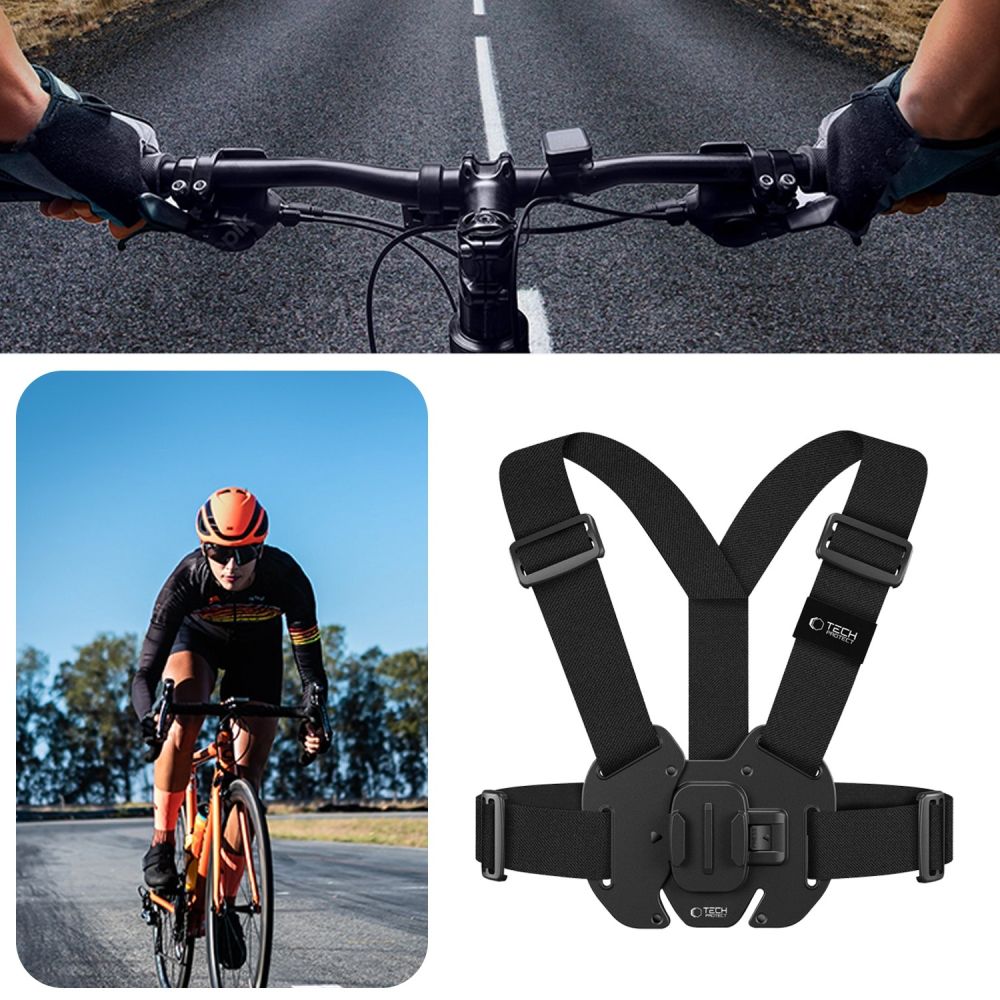 Tech-Protect GA100 krūtinės tvirtiklis GoPro / DJI - Juodas -- Cycling Accessories