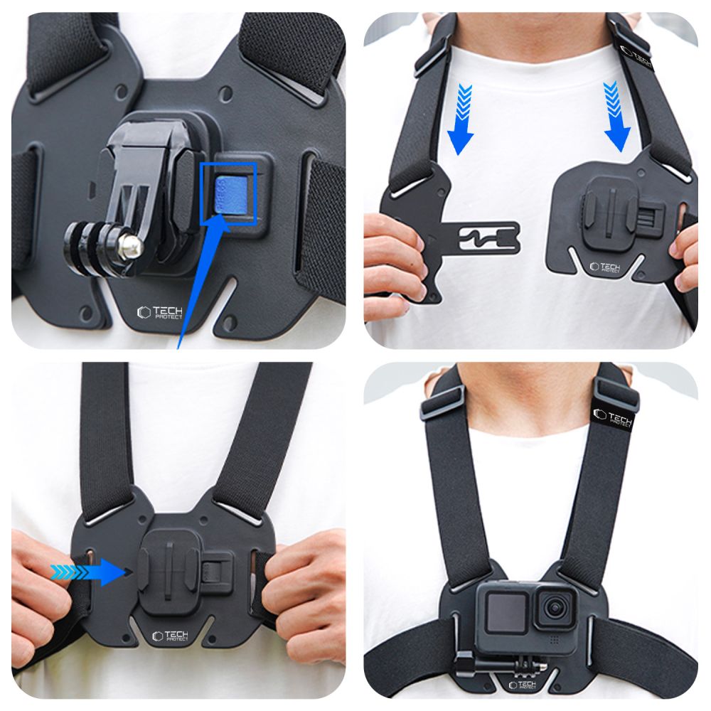 Tech-Protect GA100 krūtinės tvirtiklis GoPro / DJI - Juodas -- Cycling Accessories