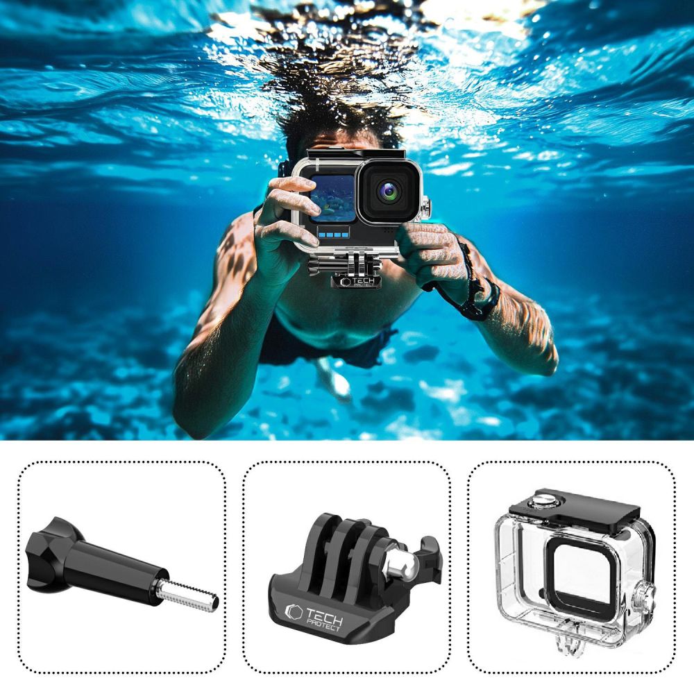 Tech-Protect GA200 vandeniui atsparus dėklas GoPro Hero 9–12 – skaidrus -- Others