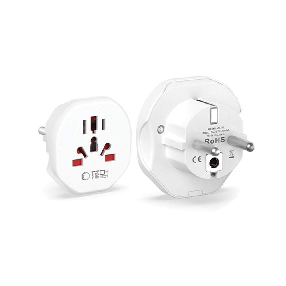 Tech-Protect Universal Travel Adapter to EU - baltas -- Cell phone cables