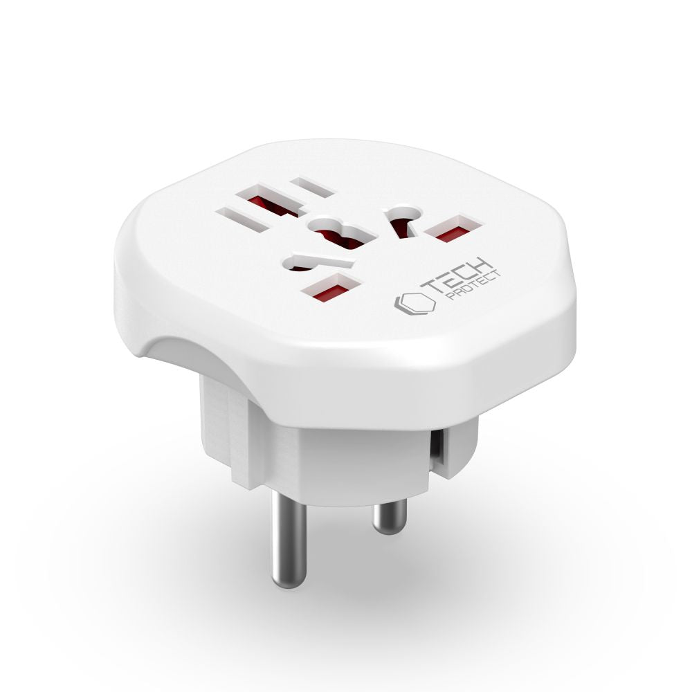 Tech-Protect Universal Travel Adapter to EU - baltas -- Cell phone cables