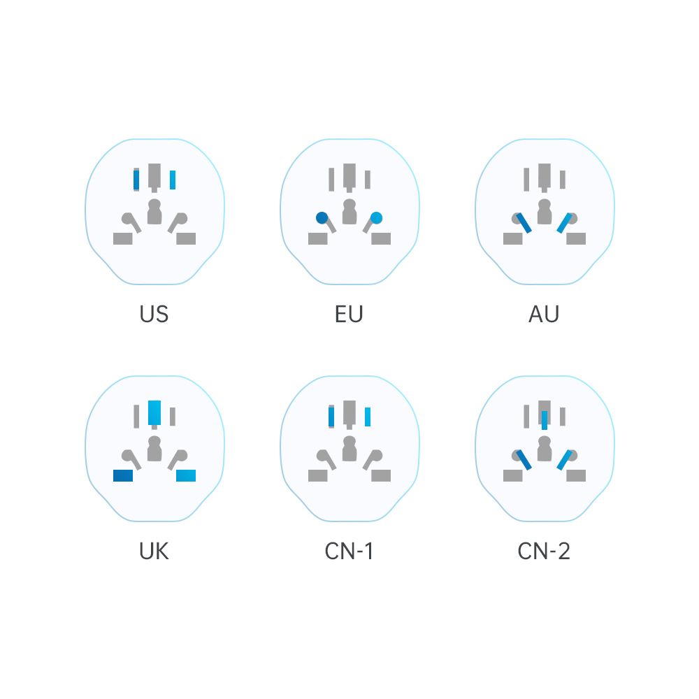Tech-Protect Universal Travel Adapter to EU - baltas -- Cell phone cables