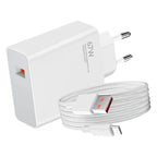 Xiaomi BHR9465EU sieninis įkroviklis 67W 6.2A USB-A su USB-C laidu - baltas