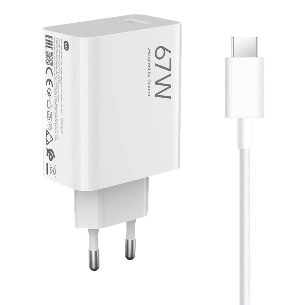 Xiaomi BHR9465EU sieninis įkroviklis 67W 6.2A USB-A su USB-C laidu - baltas