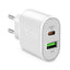 SBS TETRPD20W 20W USB-A USB-C sieninis įkroviklis su Power Delivery - baltas -- Cell phone chargers
