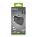 SBS TETR1CPD25 25W USB-C sieninis įkroviklis su Power Delivery - juodas -- Cell phone chargers