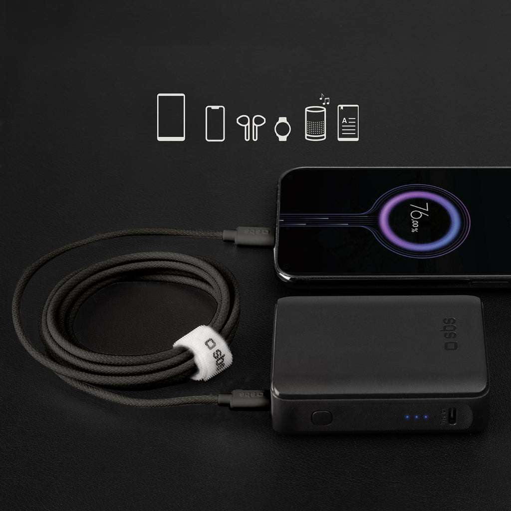 SBS TECABLETISSUETCK USB-C - USB-C 1.5m 60W pintas laidas - juodas -- Cell phone cables