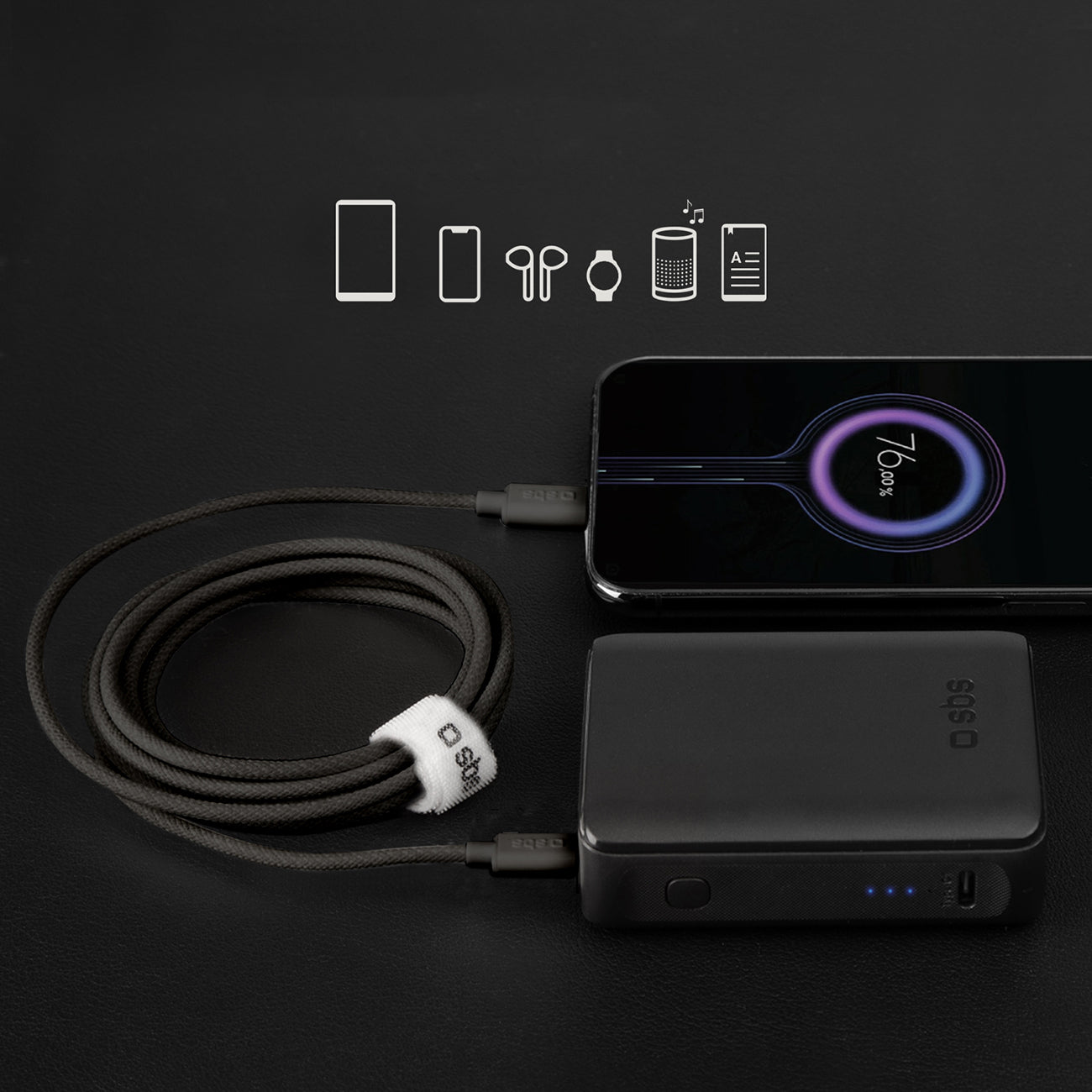 SBS TECABLETISSUETCK USB-C - USB-C 1.5m 60W pintas laidas - juodas -- Cell phone cables