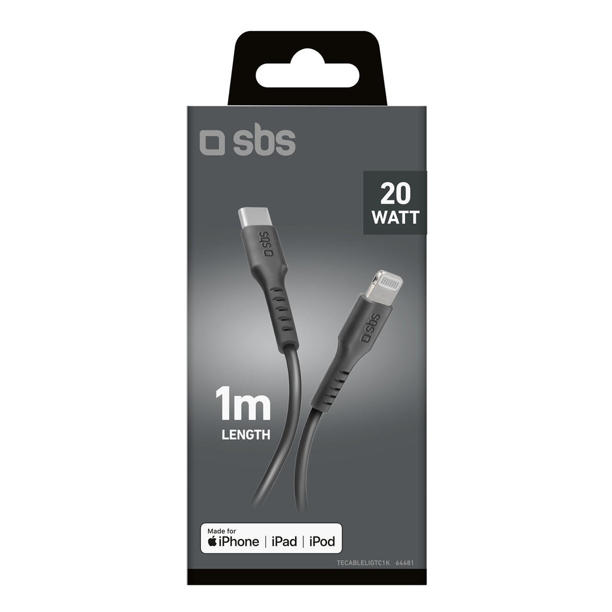 SBS TECABLELIGTC1K USB-C - Lightning laidas 1m - juodas